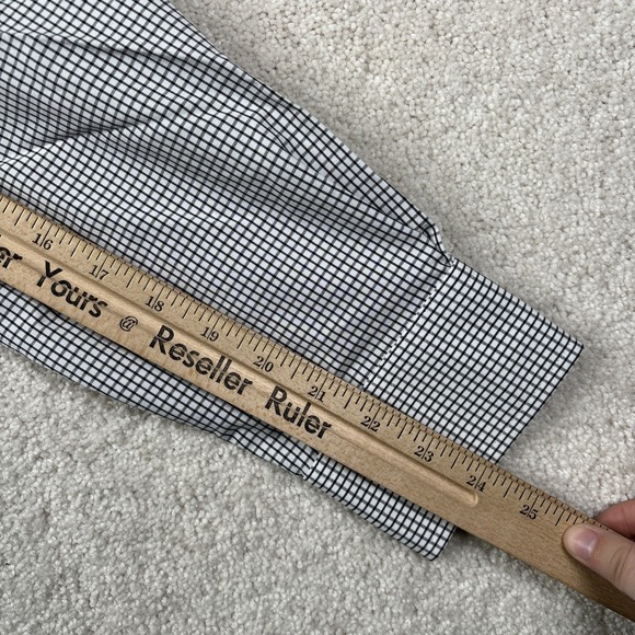 Paul Fredrick Tailored Fit Button Down Shirt Mens 15.5x35 Non Iron Gingham Black - Picture 6 of 8